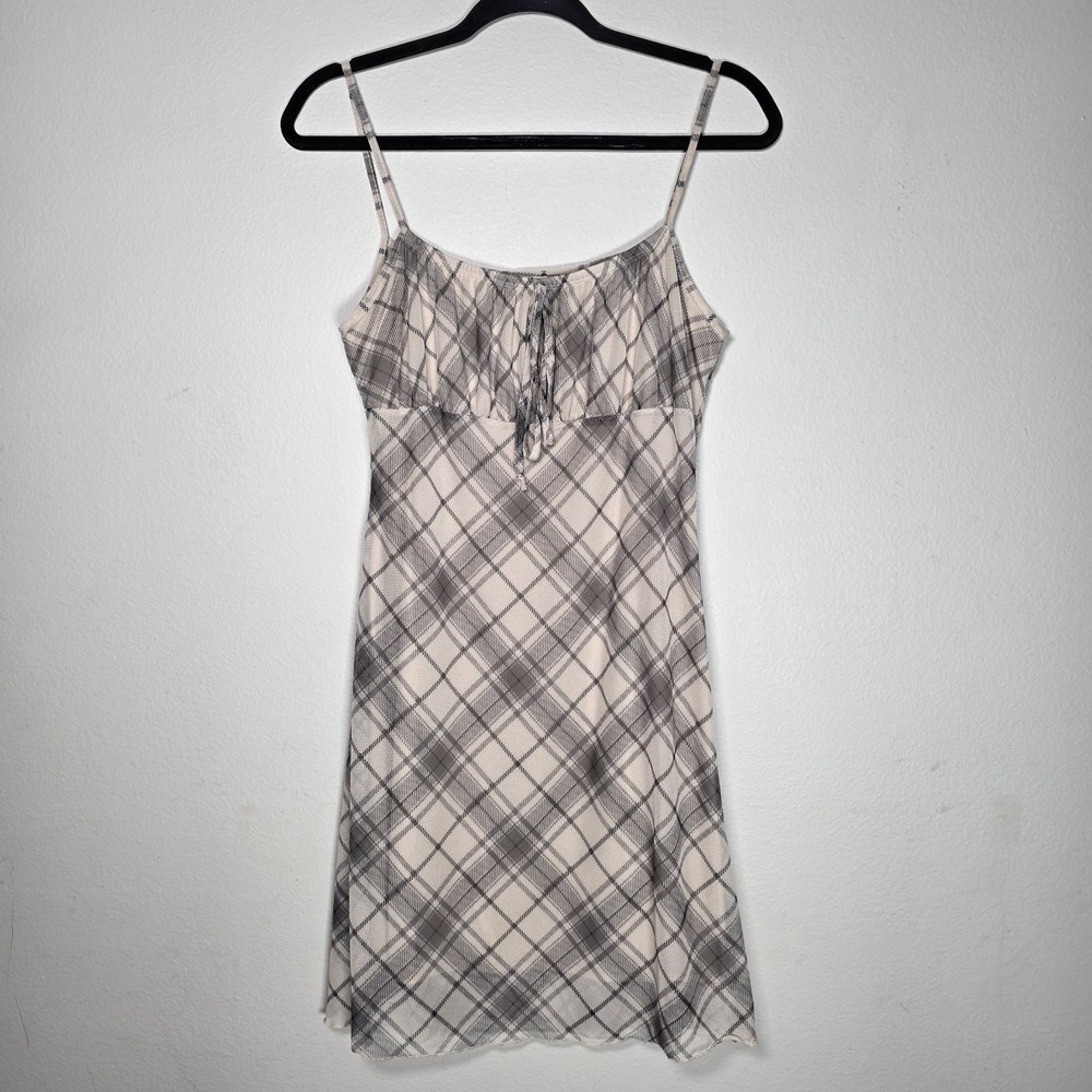 See You Monday Large Y2K‎ Plaid Slip Dress Spaghetti Strap Soft Grunge Bratzcore